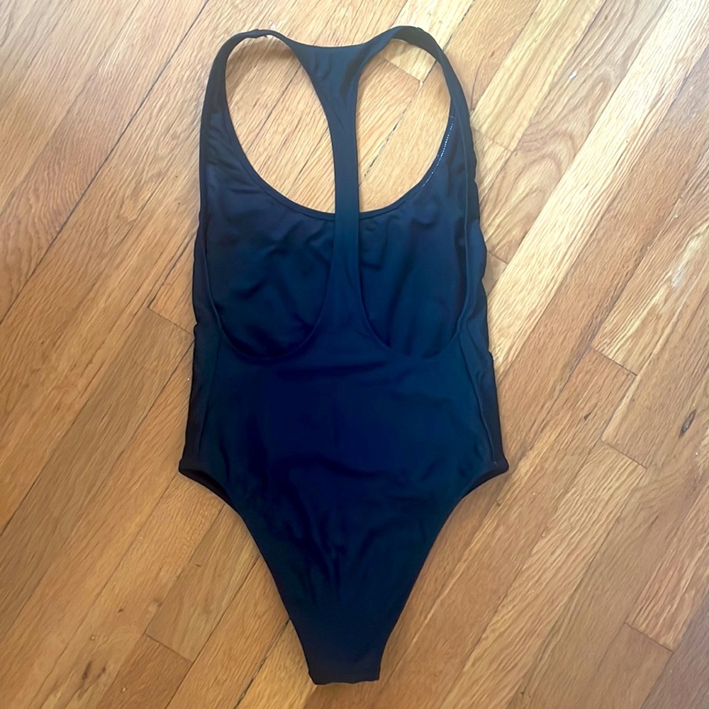Aerie “the one” “cheekier” high cut / t back black one piece swimsuit - Picture 4 of 5